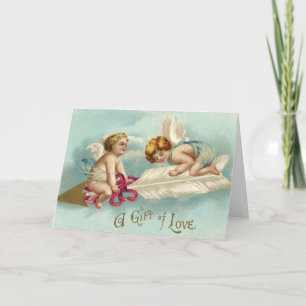 Antike Valentins Engel Cherubs Feiertagskarte