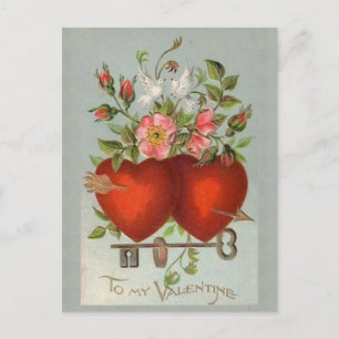 Antike Valentinsherzen Postkarte