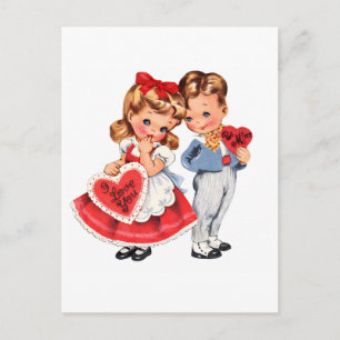 Antike Valentinskarte für Kinder Postkarte