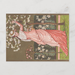 Antike Valentinskarte mit Blumenmotiv, viktorianis Postkarte