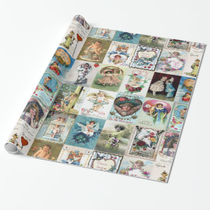 Antike Valentinskarten Geschenkpapier