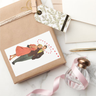 Antike Valentinstag, Romantische schwebende Herzen Rechteckiger Aufkleber