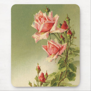 Antike Valentinstag-Rosa viktorianische Gartenrose Mousepad