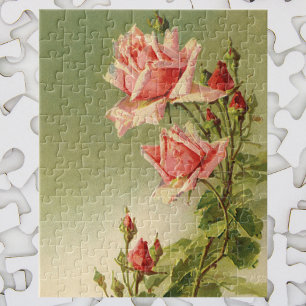 Antike Valentinstag-Rosa viktorianische Gartenrose Puzzle