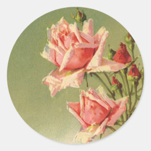 Antike Valentinstag-Rosa viktorianische Gartenrose Runder Aufkleber