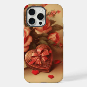 Antike Valentinstag-Schokoladen und Blumen iPhone 15 Pro Max Hülle