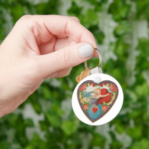 Antike Valentinstag, viktorianische Cherub-Herzen Schlüsselanhänger