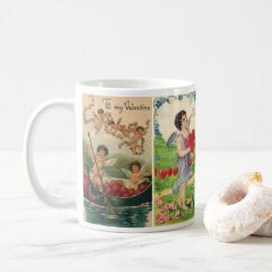 Antike Valentinstag, viktorianische Engel Herzen Kaffeetasse