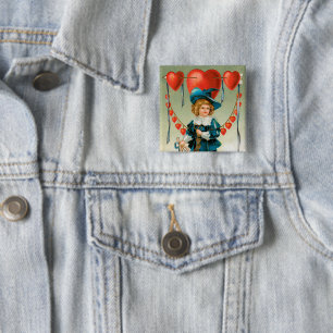 Antike Valentinstag, viktorianischer Junge mit Her Button