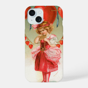 Antike Valentinstag, viktorianisches Mädchen mit H iPhone 15 Hülle