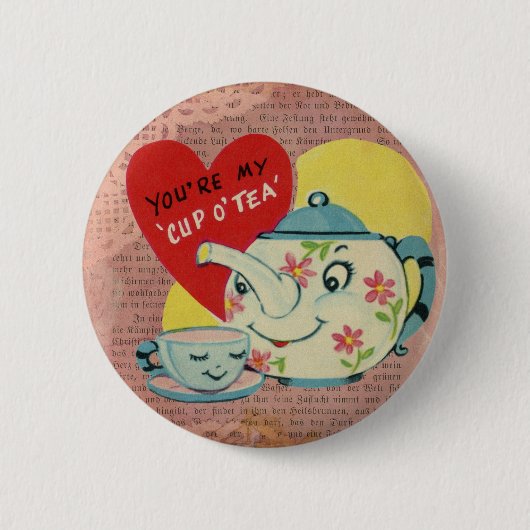 Antike Valentinstags-Teetasse Button (Vorderseite)