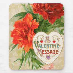 Antike Valentinstagsbotschaft, Nelkenblumen Mousepad
