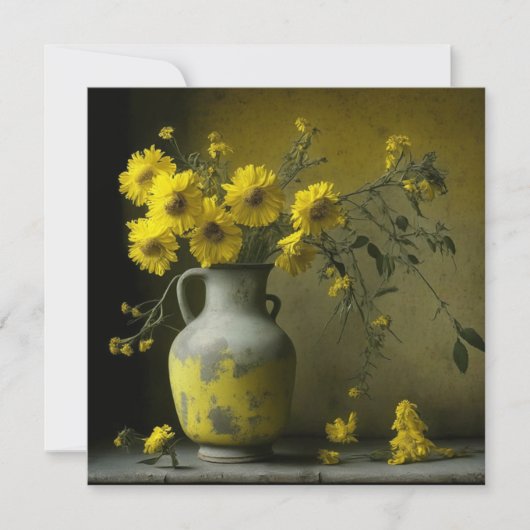 Antike Vase der gelben Blumen (Vorderseite)