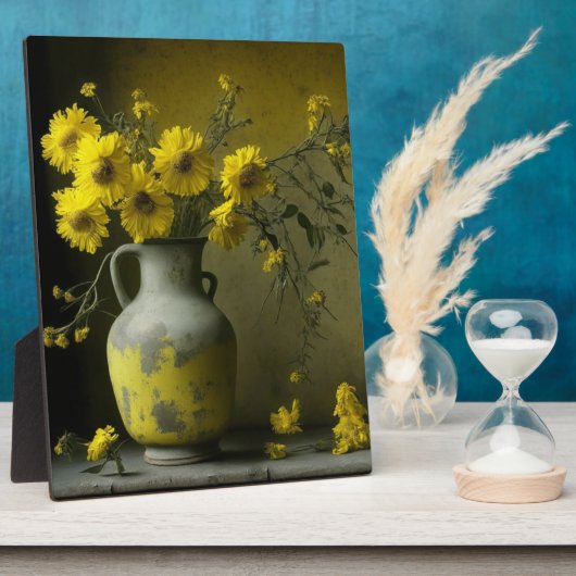 Antike Vase der gelben Blumen Fotoplatte (Seite)