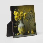Antike Vase der gelben Blumen Fotoplatte (Vorderseite)