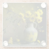 Antike Vase der gelben Blumen Glasuntersetzer (Rückseite)