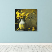 Antike Vase der gelben Blumen Leinwanddruck (Insitu (Holzboden))
