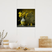 Antike Vase der gelben Blumen Poster (Küche)