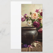 Antike Vase mit Blumen Menükarte (Vorne/Hinten)