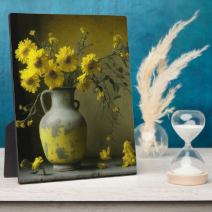 Antike Vase mit gelben Blumen Fotoplatte