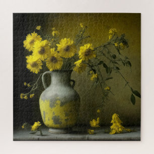 Antike Vase mit gelben Blumen Puzzle