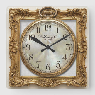 Antike vergoldete Uhr im Rahmen