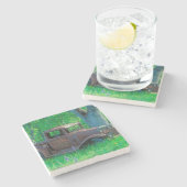 Antike verrostete LKW in einer Wiese Steinuntersetzer (Seitenansicht)