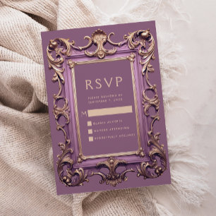 Antike verzierte Rahmen Mauve Gold Hochzeit RSVP Begleitkarte