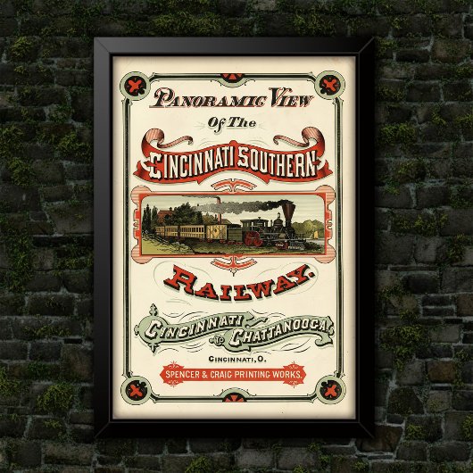 Antike verzierte Werbeanzeige für die Cincinnati-B Poster