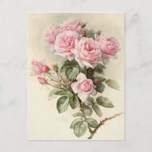Antike viktorianisch romantische Rosen Postkarte