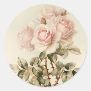 Antike viktorianisch romantische Rosen Runder Aufkleber