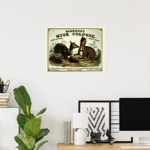 Antike viktorianische Ära Moschus-Seifen-Werbung Poster