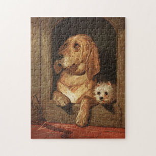 Antike viktorianische Bloodhound- und Westie-Hunde Puzzle