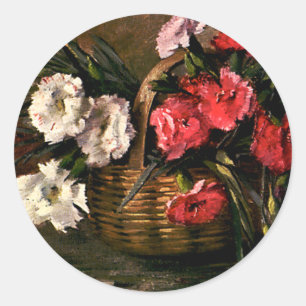 Antike viktorianische Blumen, florale Nelken Runder Aufkleber