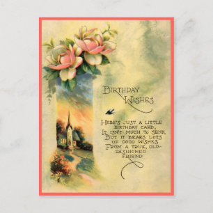 Antike viktorianische Blumen-Geburtstagspostkarte. Postkarte