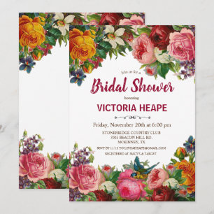 Antike viktorianische Blumen-Hochzeitsshower-Einla Einladung