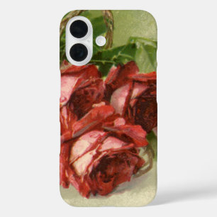 Antike viktorianische Blumen, rote Rosen iPhone 16 Hülle