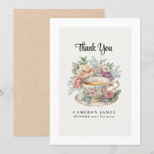 Antike viktorianische Blumen-Teetasse Rosen-Teepar Dankeskarte