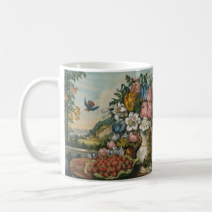 Antike viktorianische Blumen- und Früchtestilllebe Kaffeetasse