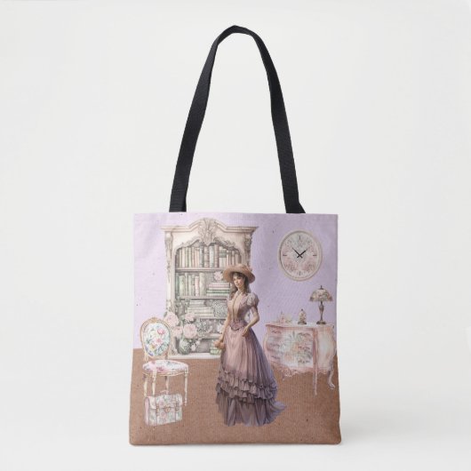 Antike Viktorianische Blumendamen Tasche (Vorderseite)