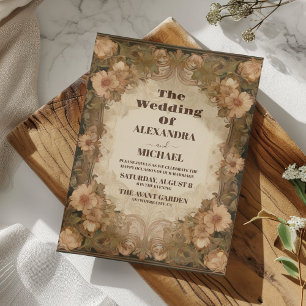 Antike viktorianische Blumenornamente Hochzeit Einladung
