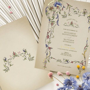Antike viktorianische Blumenornamente Hochzeit Folieneinladung