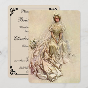 Antike viktorianische Braut, Teeparty zur Brautpar Einladung