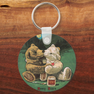 Antike viktorianische Cottagecore-Honey-Bären Schlüsselanhänger