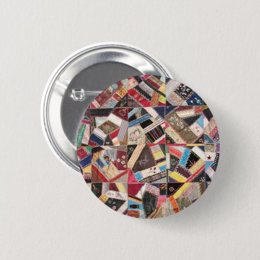 Antike, viktorianische Crazy Quilt Button (Vorne & Hinten)