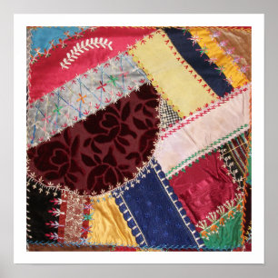 Antike viktorianische Crazy-Quilt-Quadrat Poster