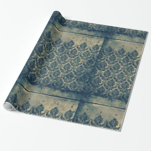 Antike viktorianische Damast-Blumen-Wallpaper-Gren Geschenkpapier