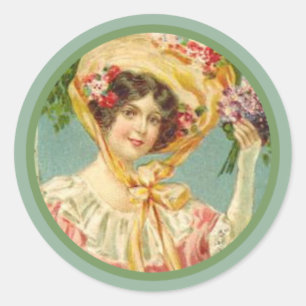 Antike viktorianische Damen-Osterhaube Runder Aufkleber