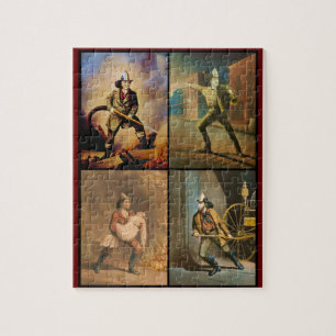 Antike viktorianische Feuerwehrleute Puzzle