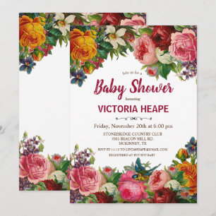 Antike viktorianische florale Babyparty-Einladung Einladung